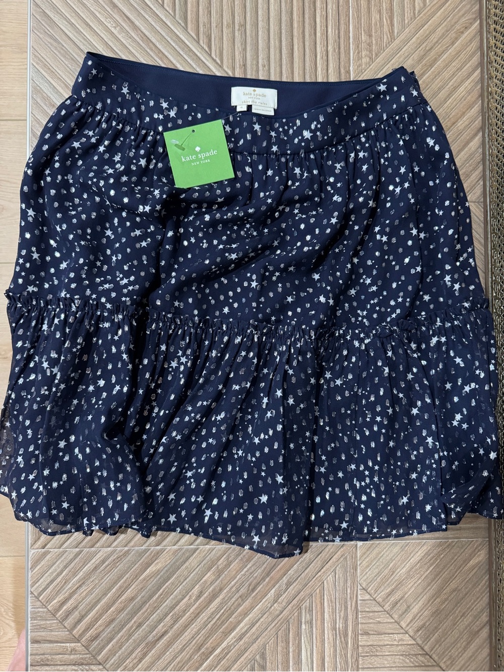 kate spade Navy Mini Skirt with Silver Thread and Star Motif